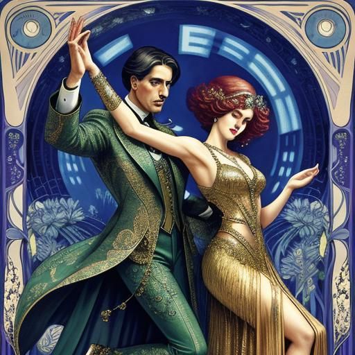 Decadent Dance in Disco Art Nouveau Style