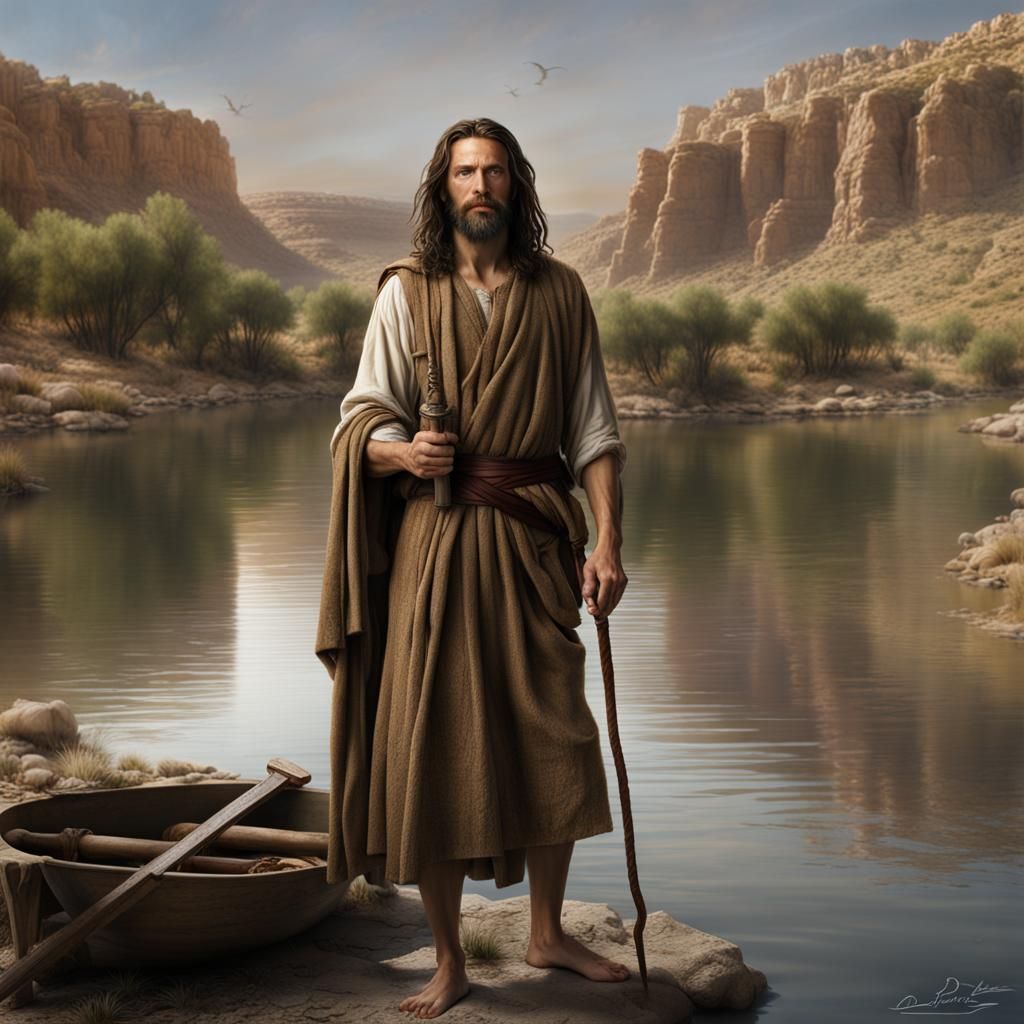 John the Baptist Baptizes Jesus in River Jordan