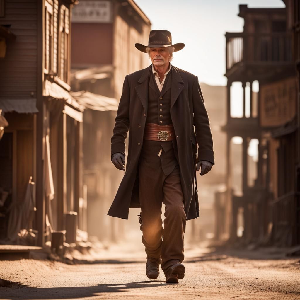 Old West Doctor Walking Down Dusty Street
