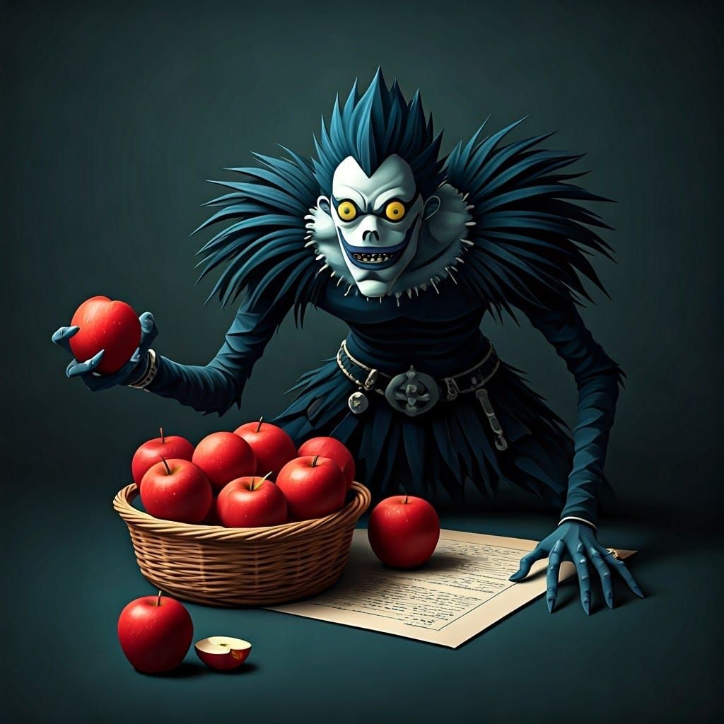 Ryuk Craves Apples in Whimsical Origami Scene