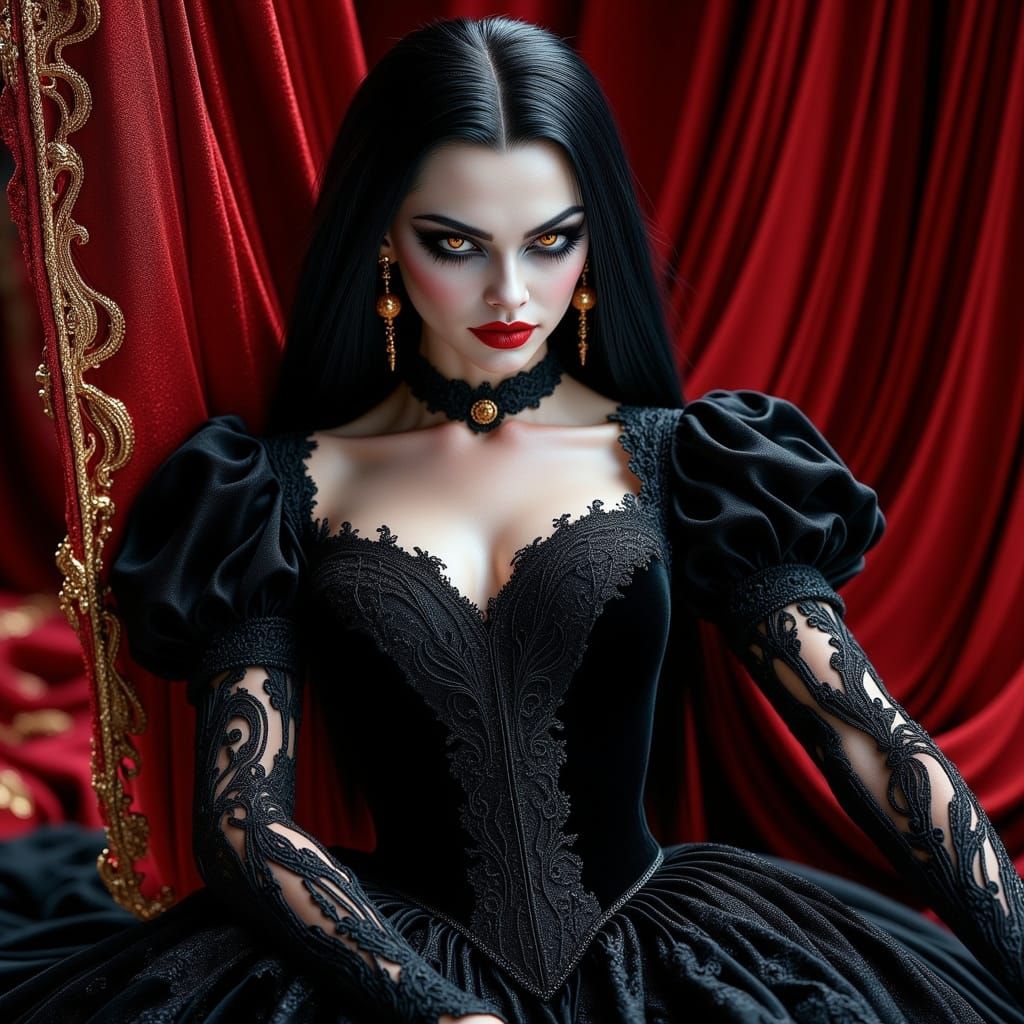 Ethereal Vampiress in Dark Victorian Elegance