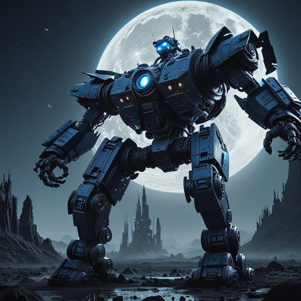 Sci-Fi Robot Soaring to the Moon