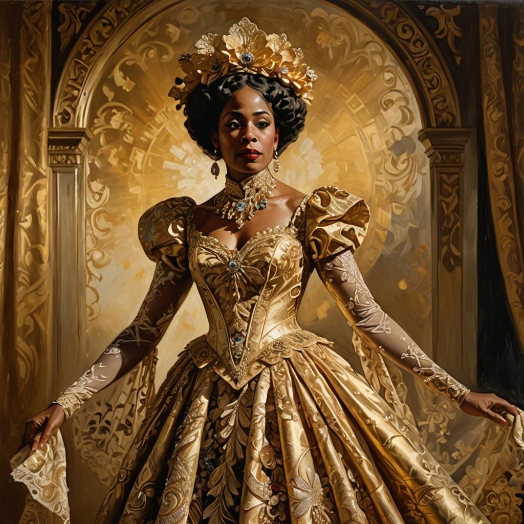Aida Overton Walker Portrait in Oil Painting Style