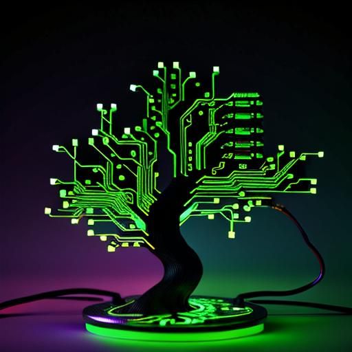 Vibrant Circuit Tree in Futuristic 3D Style