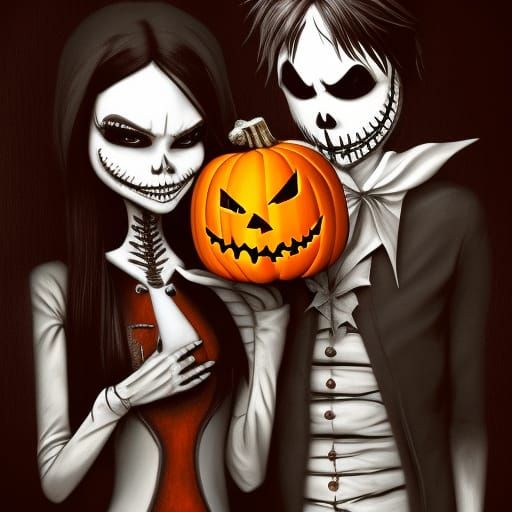 Jack and Sally Holding a Heart