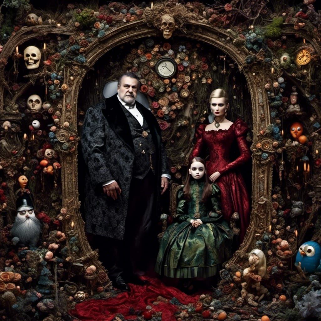 <lora:Dark fantasy realism:1.0> "The Adams Family" detailed ...