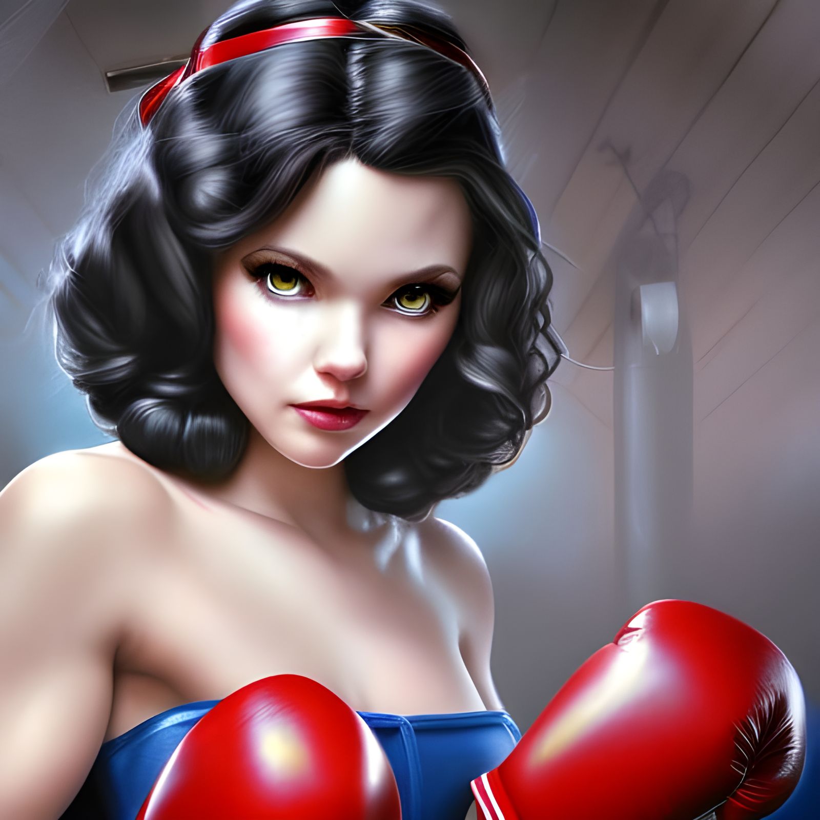Snow White as Boxer in Hyperrealistic Portrait