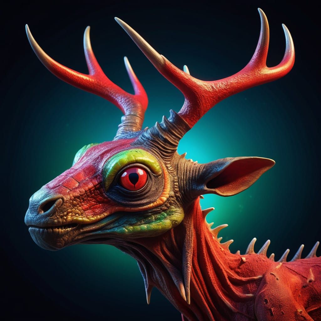 Alien Exoplanet Creature with Velvet Skin and Red Antennae