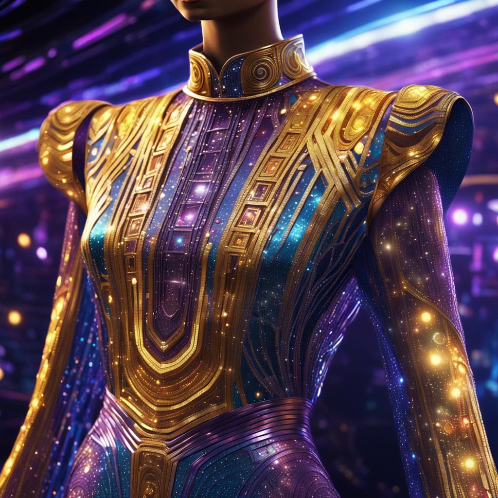 Futuristic Disco Dress Concept Art in Art Deco Style