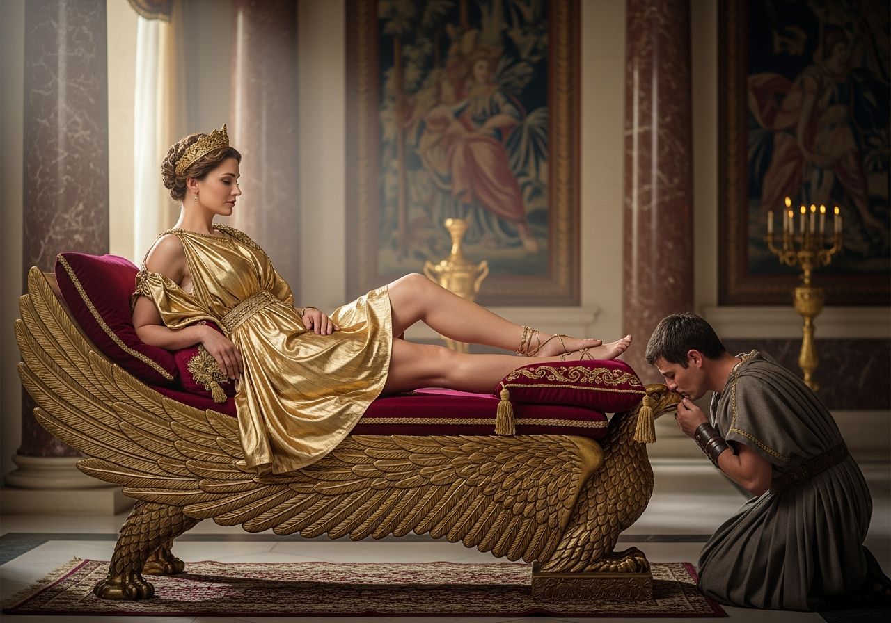 Roman Empress Reclining on Eagle Divan in Palace