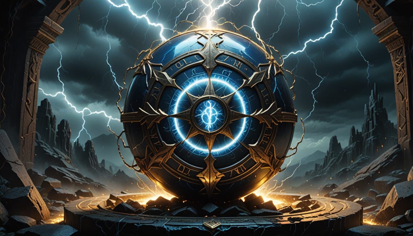 Glowing Ebon Orb Radiates Mystical Energy in Dark Fantasy St...