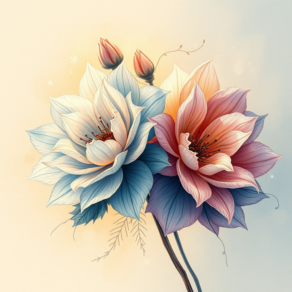 Batik Winter Flowers in Organic Dreamlike Style