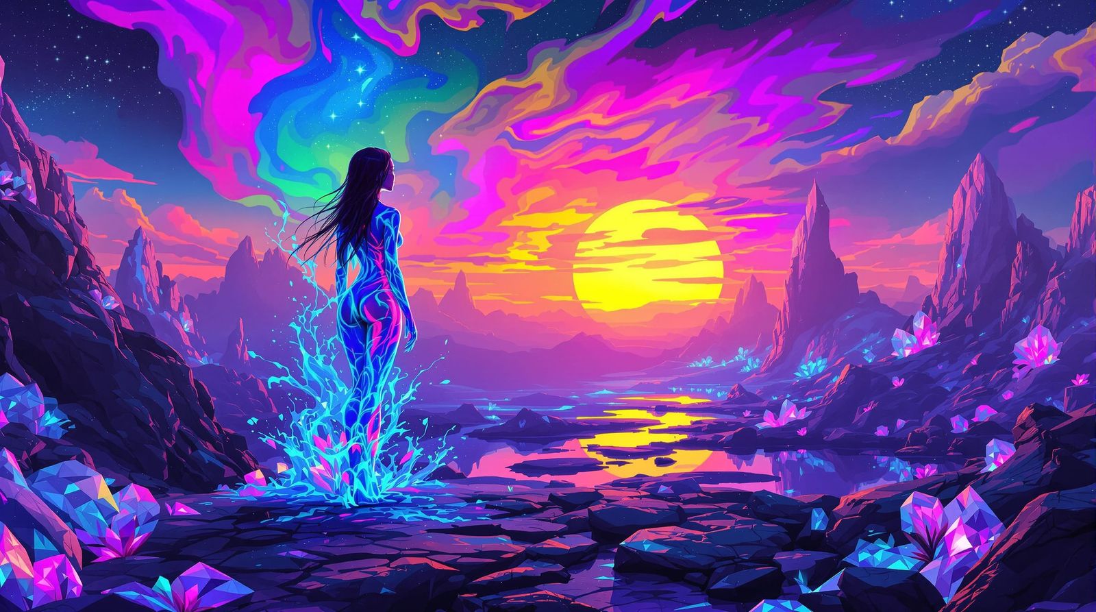 Ethereal Woman on Crystalline Planet