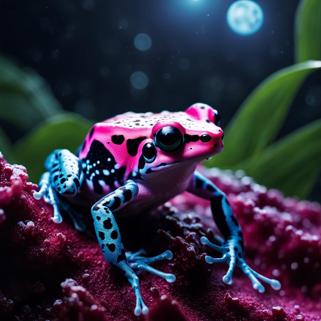 Glistening Pink Poison Dart Frog in Macro View
