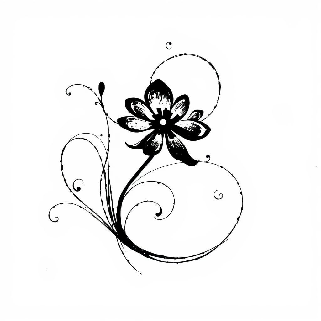 Elegant Minimalist Floral Artwork in Black and White