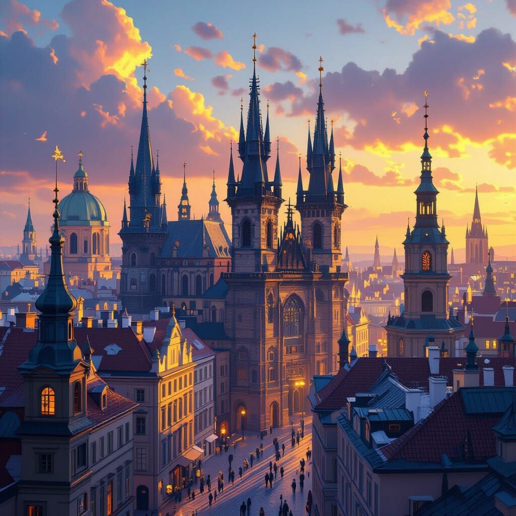 Mystical Citta Praga: Fantasy Concept Art in 8k