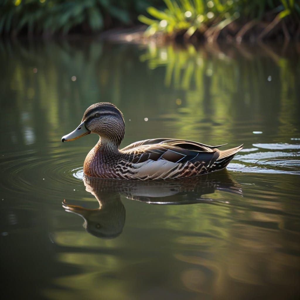 Serene Lake Scene with a Duck in Focus