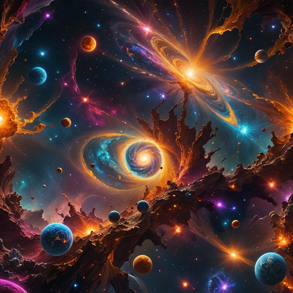 Warm, Colorful, Hyperrealistic Portrait of the Universe