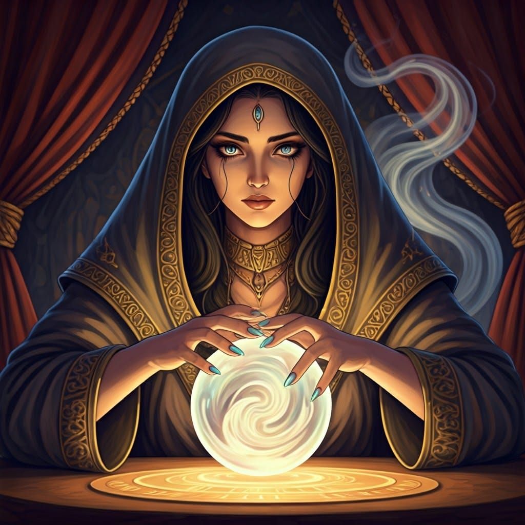 Mystical Anime Tarot Witch Casting a Spell