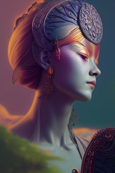 Goddess in Hyperdetailed Fantasy Art Style