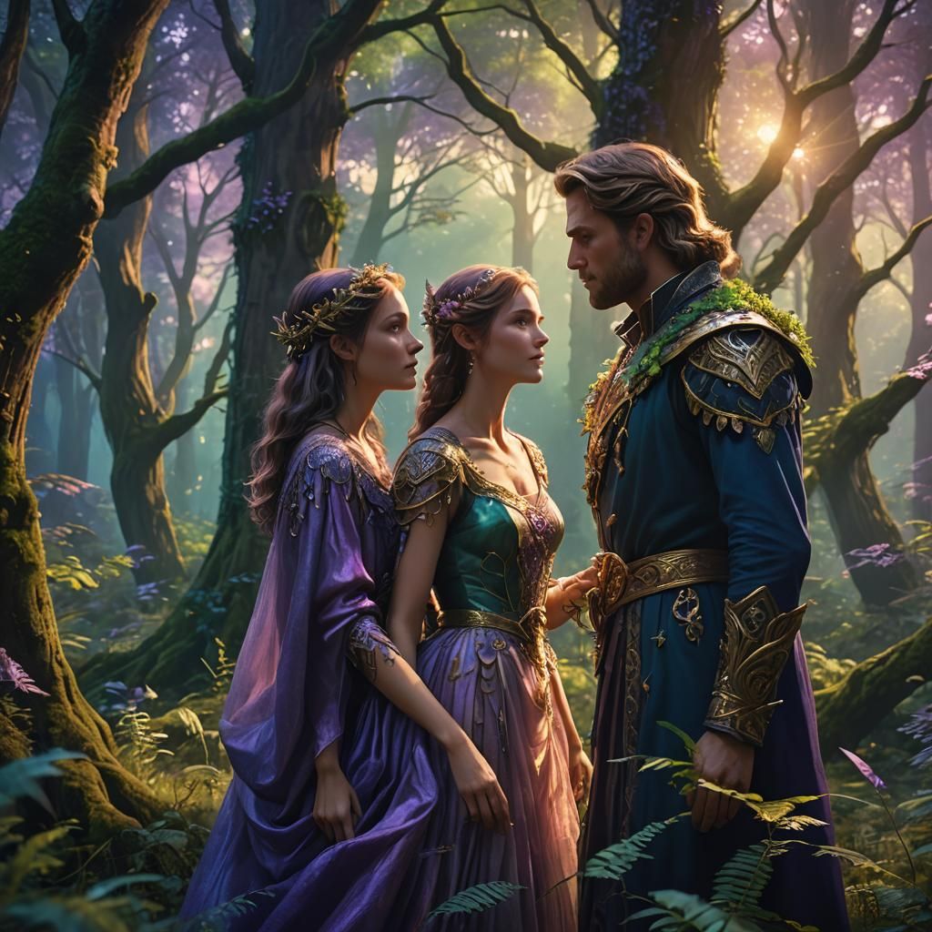 Enchanted Forest Couple in Soft Twilight