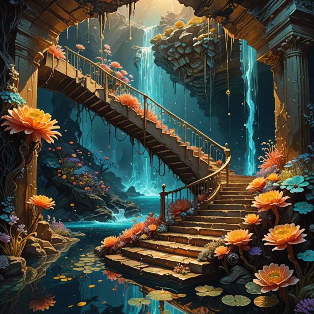 Golden Staircase Flows from Ocean Floor to Sky