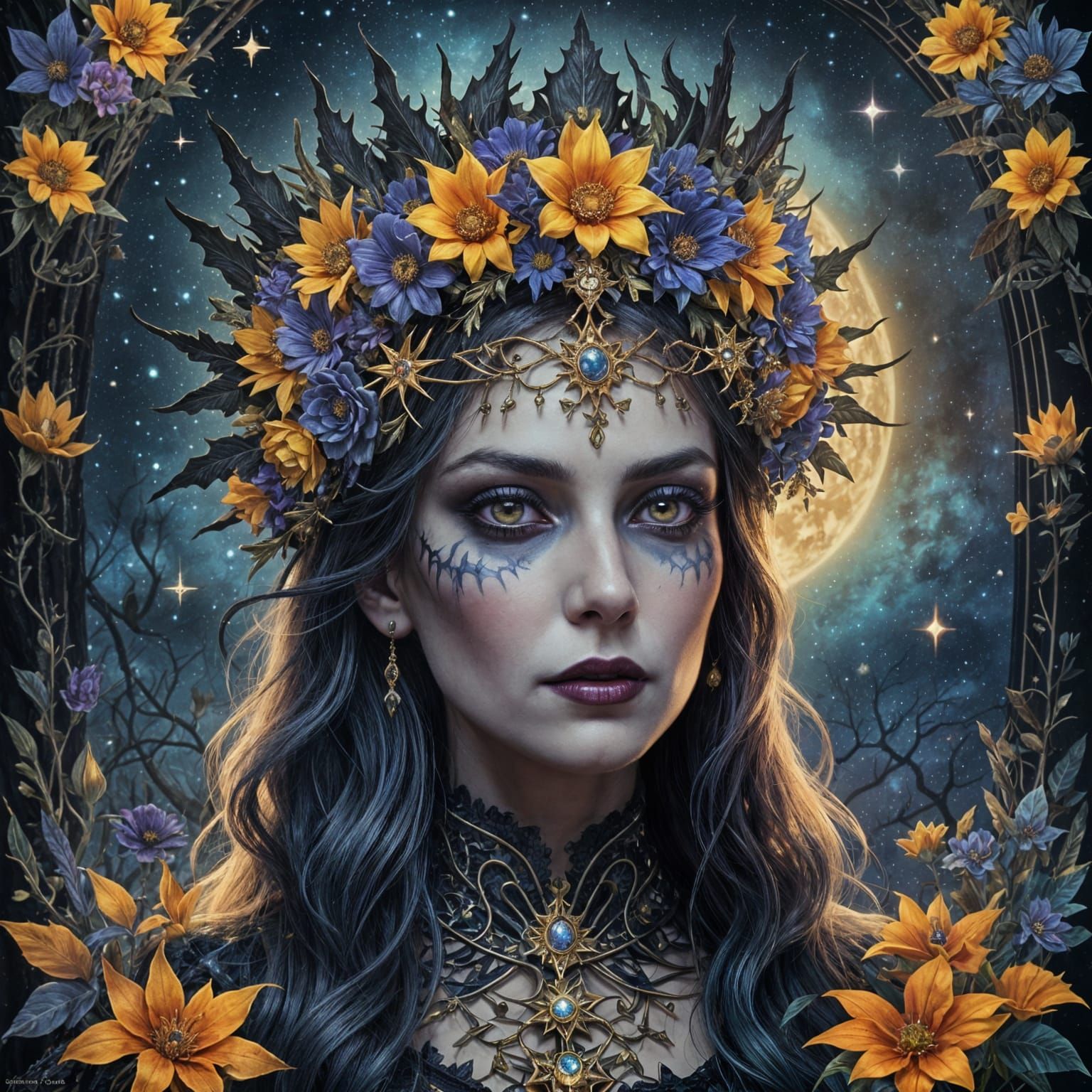 Gothic Queen of the Night Portrait in Fantasy Art