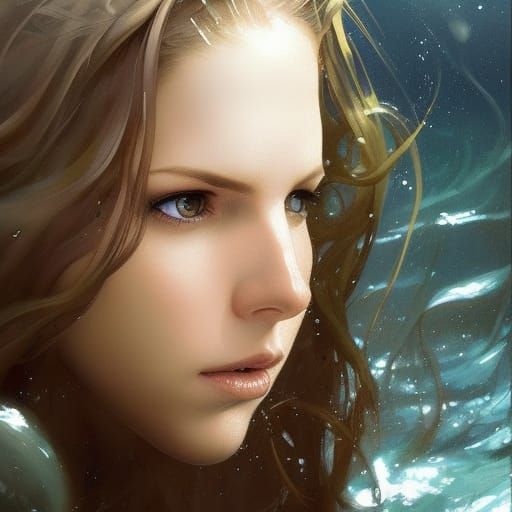 Anna Kendrick as Mermaid in Pre-Raphaelite Style