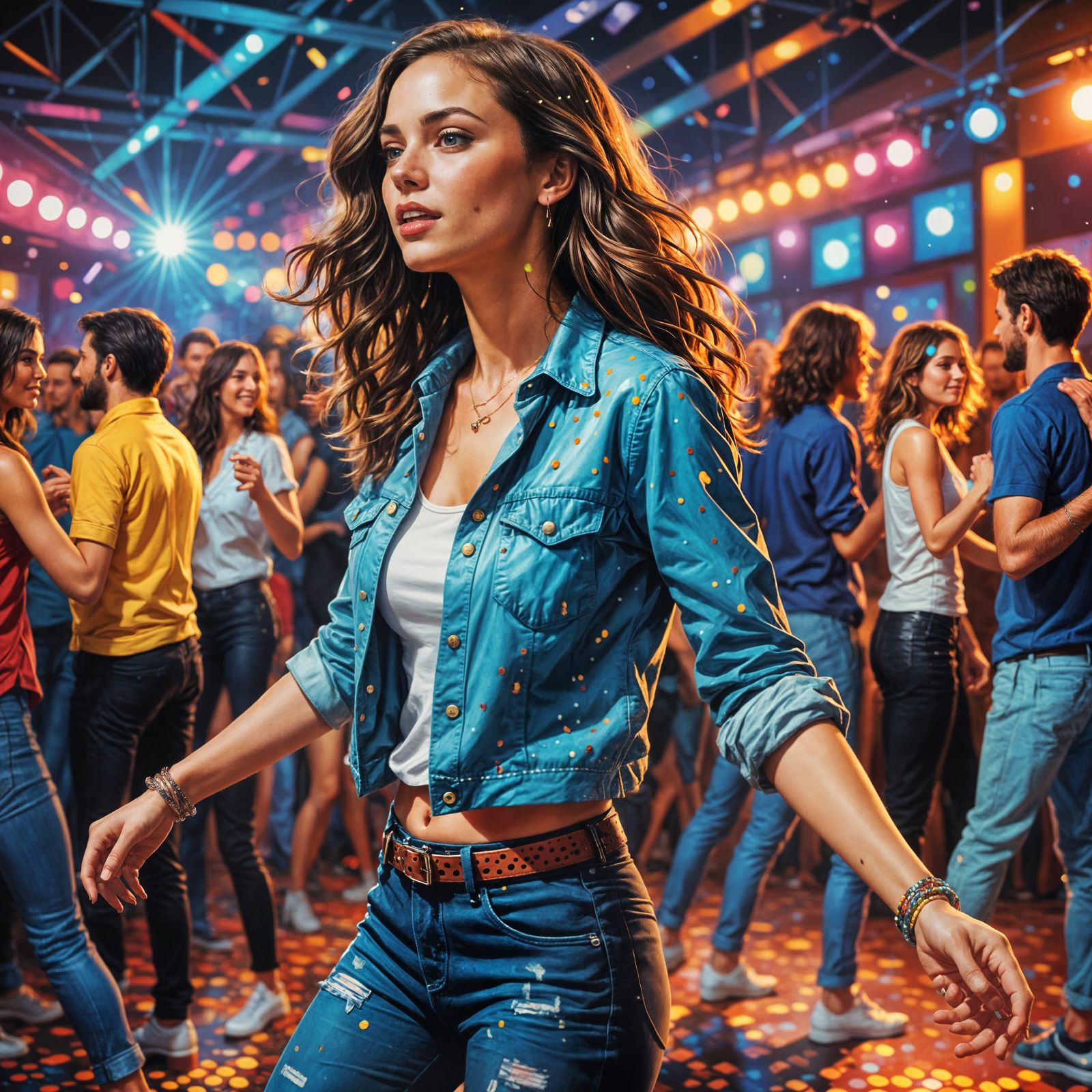 Sultry Disco Party Girl in a Vibration of Light