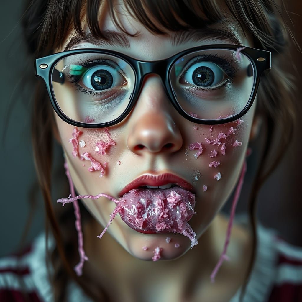 Frozen Moment of Sugar-Filled Surprise in Hyperrealistic Det...