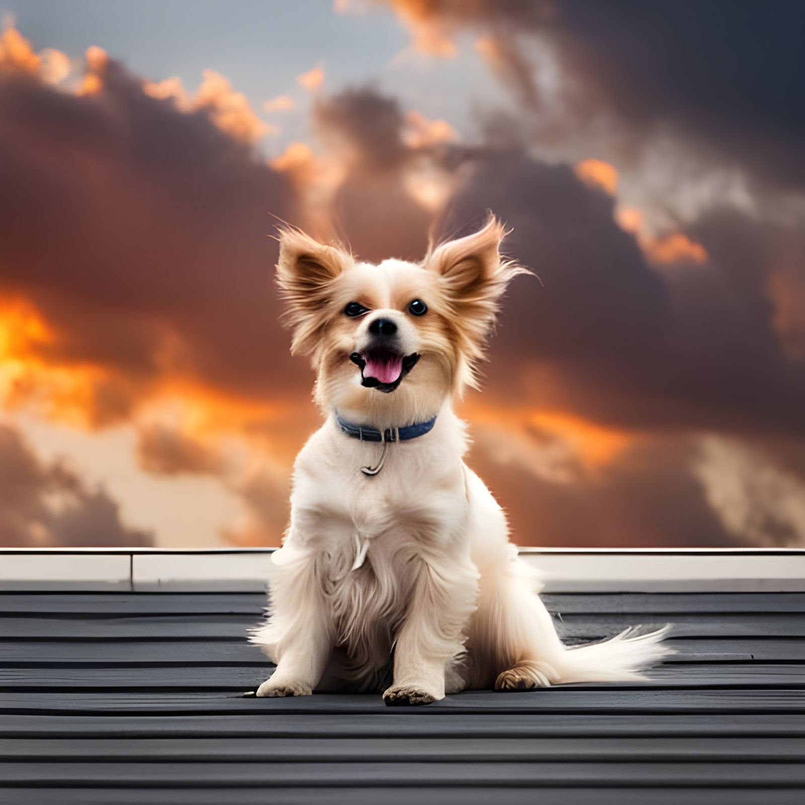 Adorable Dog Barking on a Rooftop