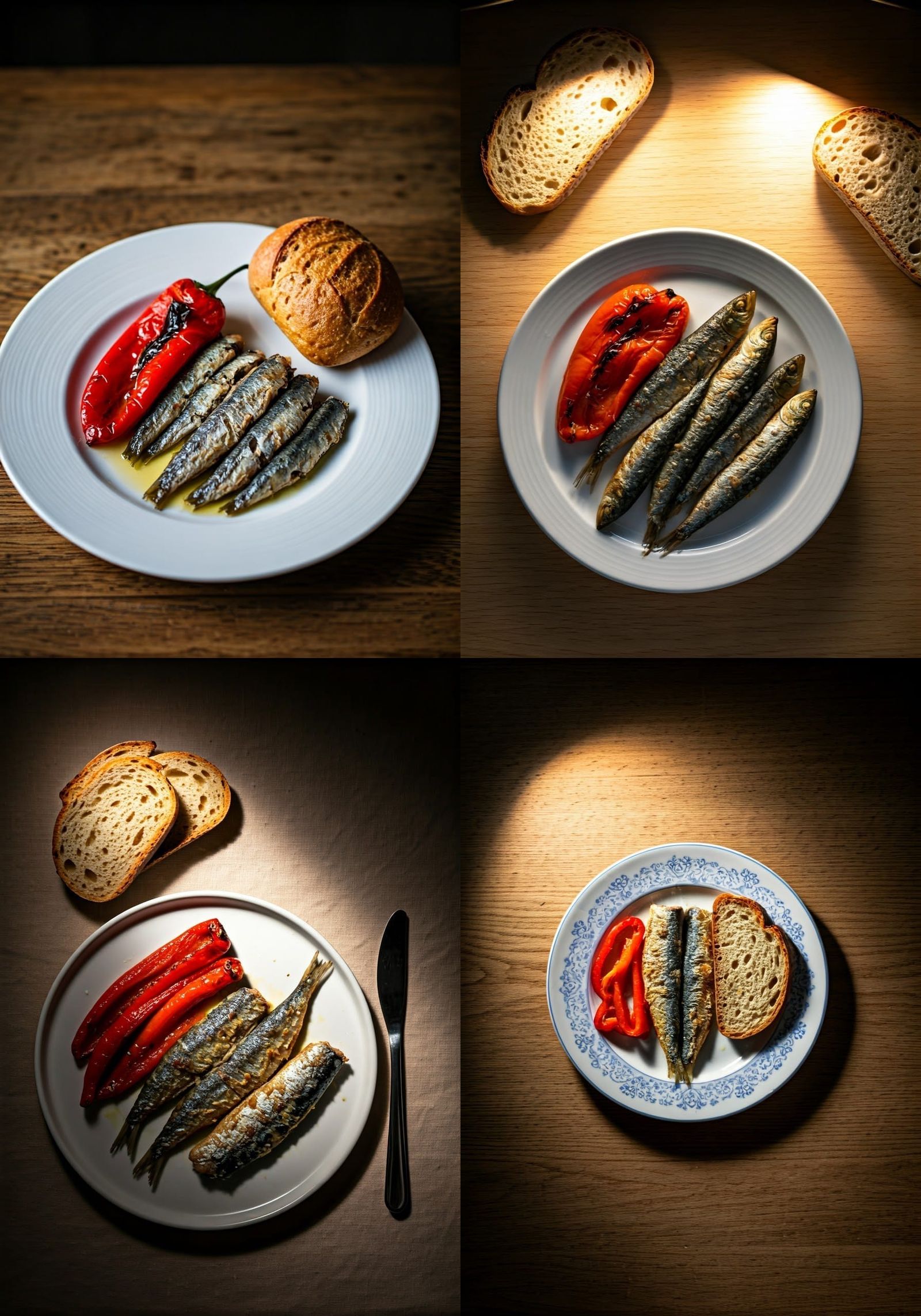 Roasted Sardines and Peppers Still Life, Product Photography