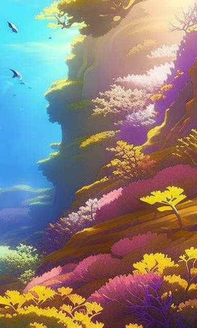 Purple Coral Reef in Anime Style