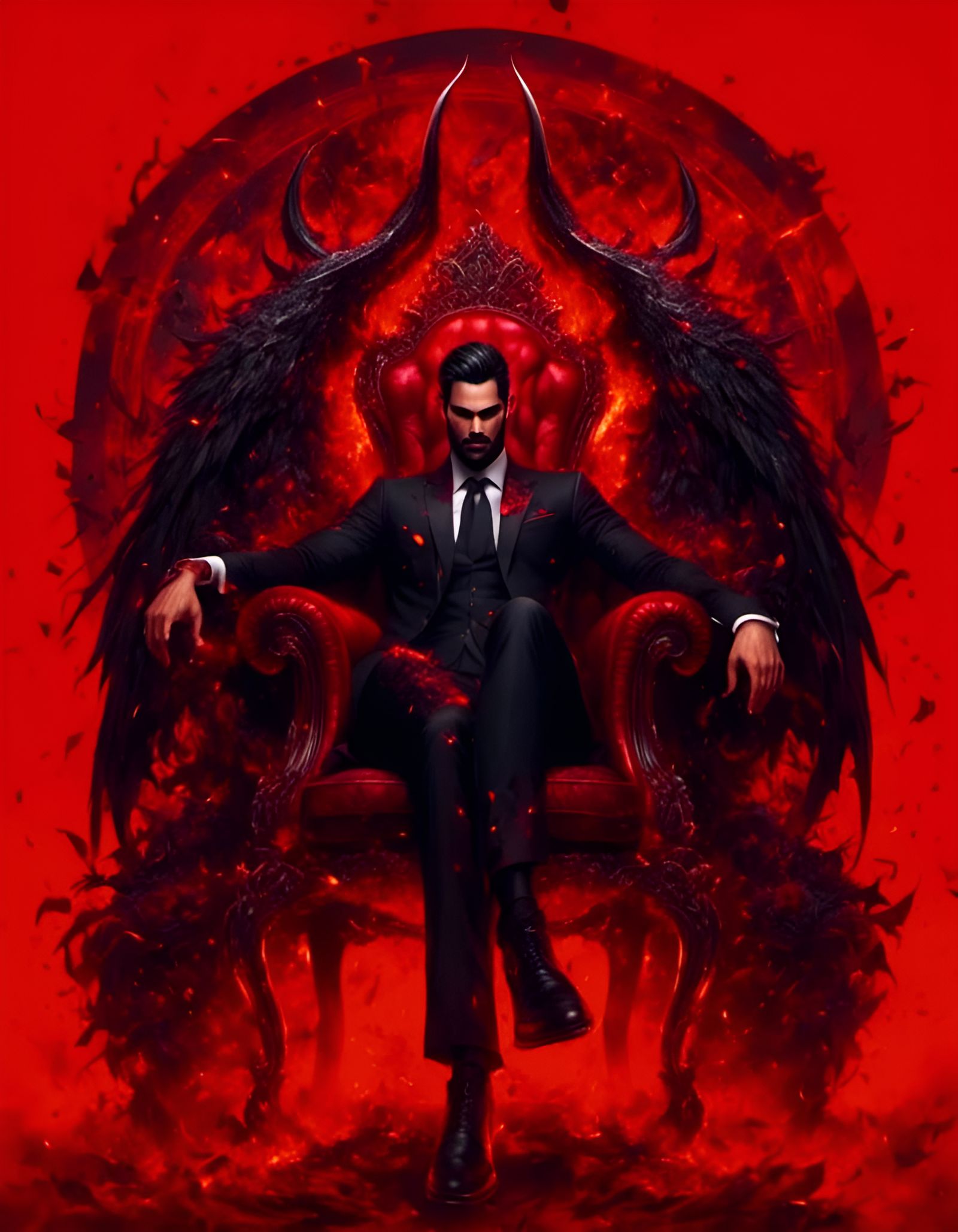 Tom Ellis as Lucifer in Burning Chair Portrait