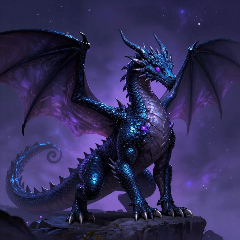 Iodine Dragon With Sapphire Scales and Violet Eyes