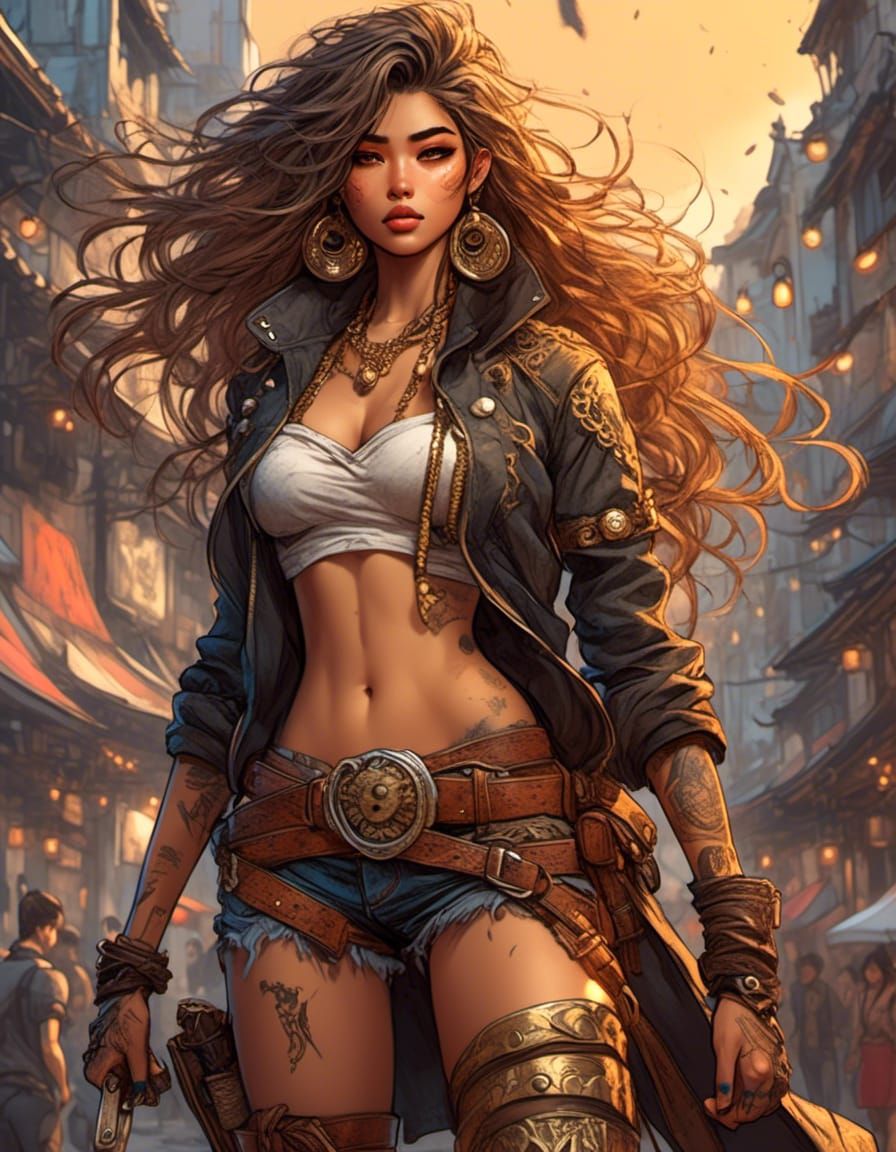 Anime Bandit Babe Character Concept Art