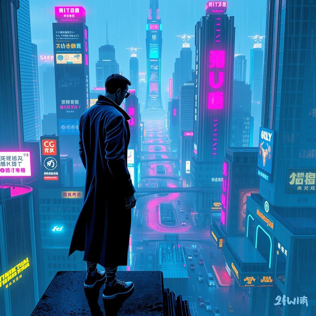 Cyberpunk Cityscape in Futuristic Neon Aesthetic