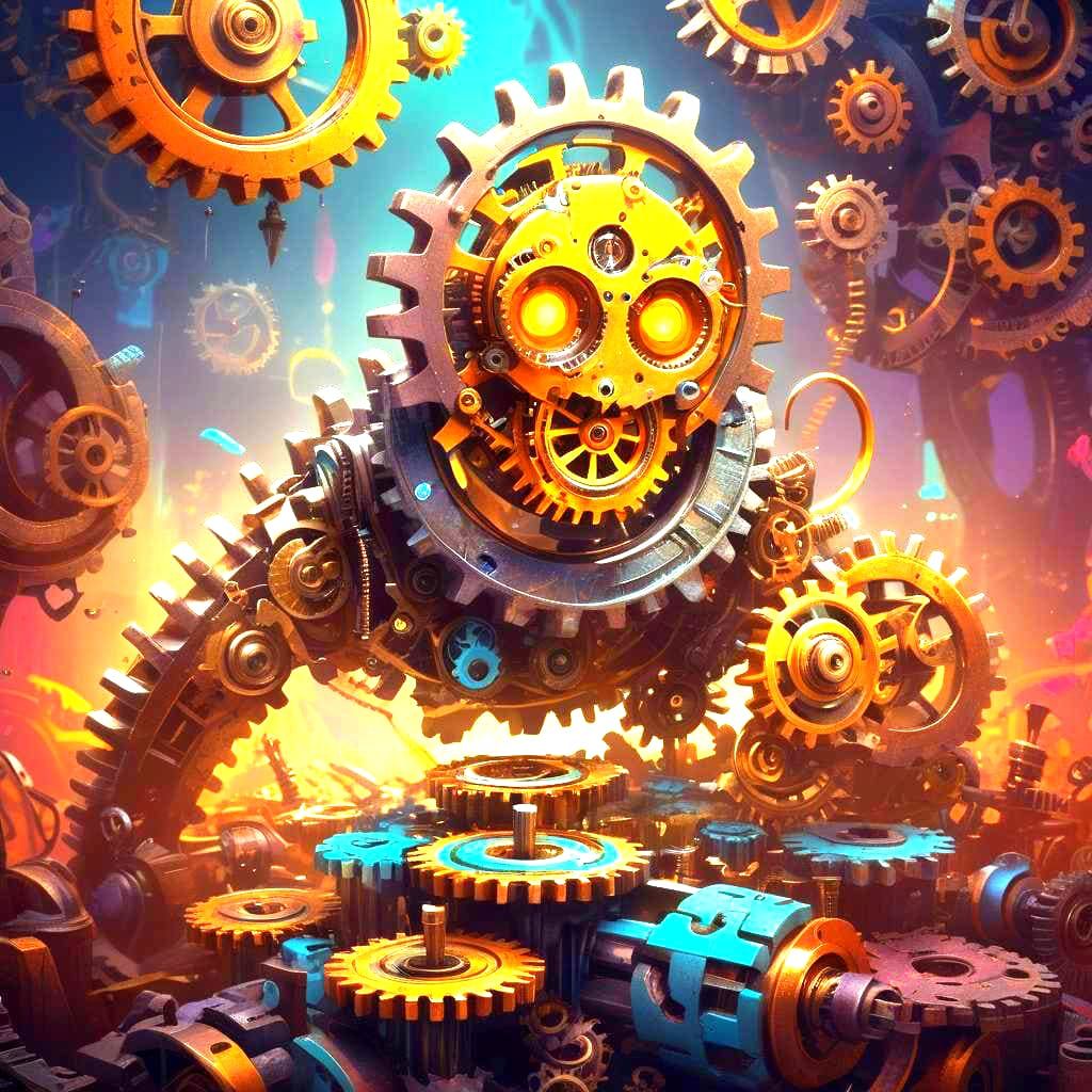 Colorful Gear Creature: 3D Digital Candy Art