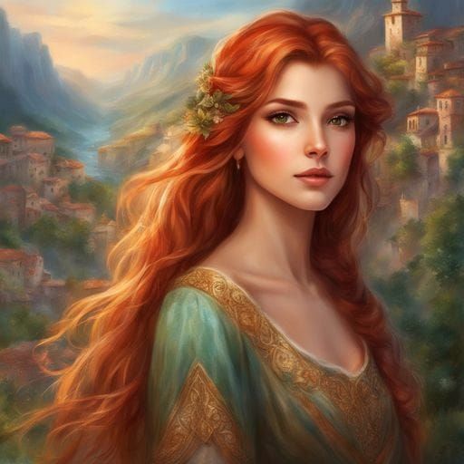 Medieval Spanish Girl Portrait in Royo Style