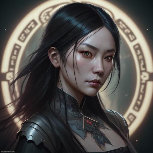 Chinese Gothic Woman Portrait in Hyperdetailed Style