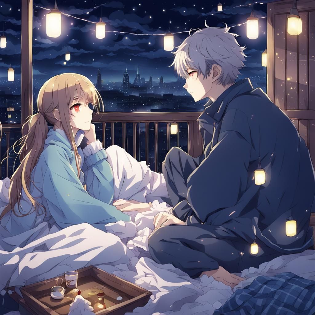 Lovers in the Night: Anime-Inspired Digital Art