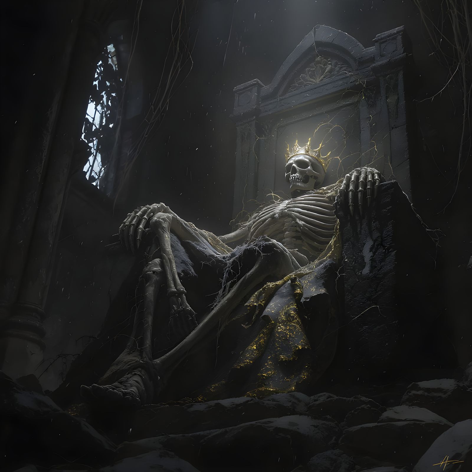 Forgotten King's Crown on Crumbling Throne