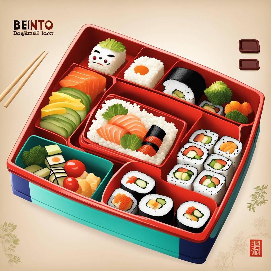 Colorful Bento Box in Anime Style