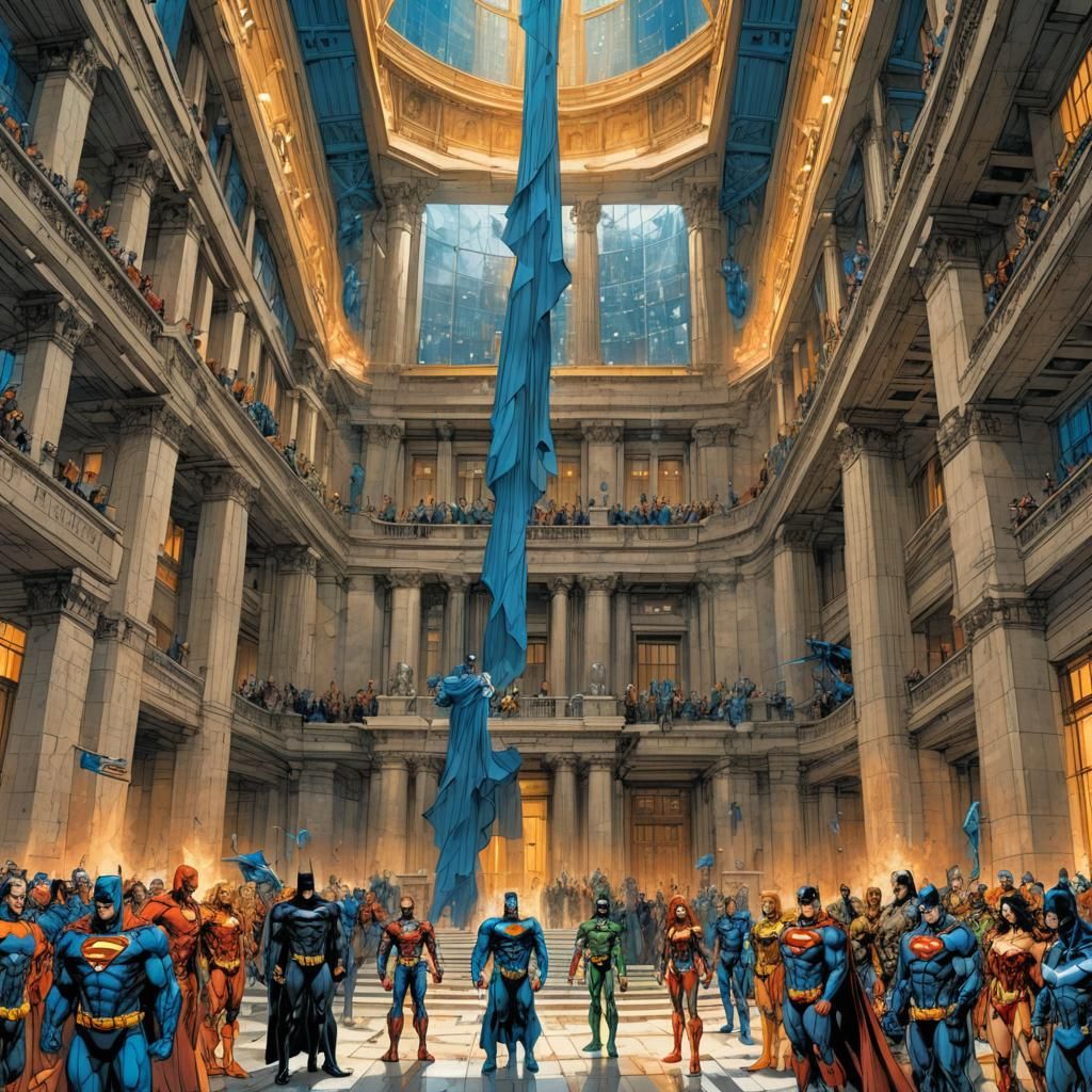 DC Superheroes Unite in Art Deco Hall