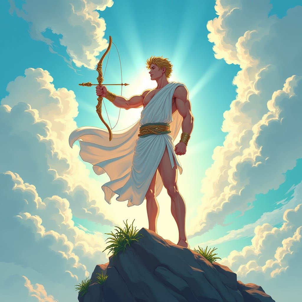 Apollo, God of Music, in Manga Anime Style
