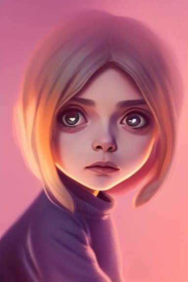 Chibi Chloe Grace Moretz Portrait in Fantasy Style