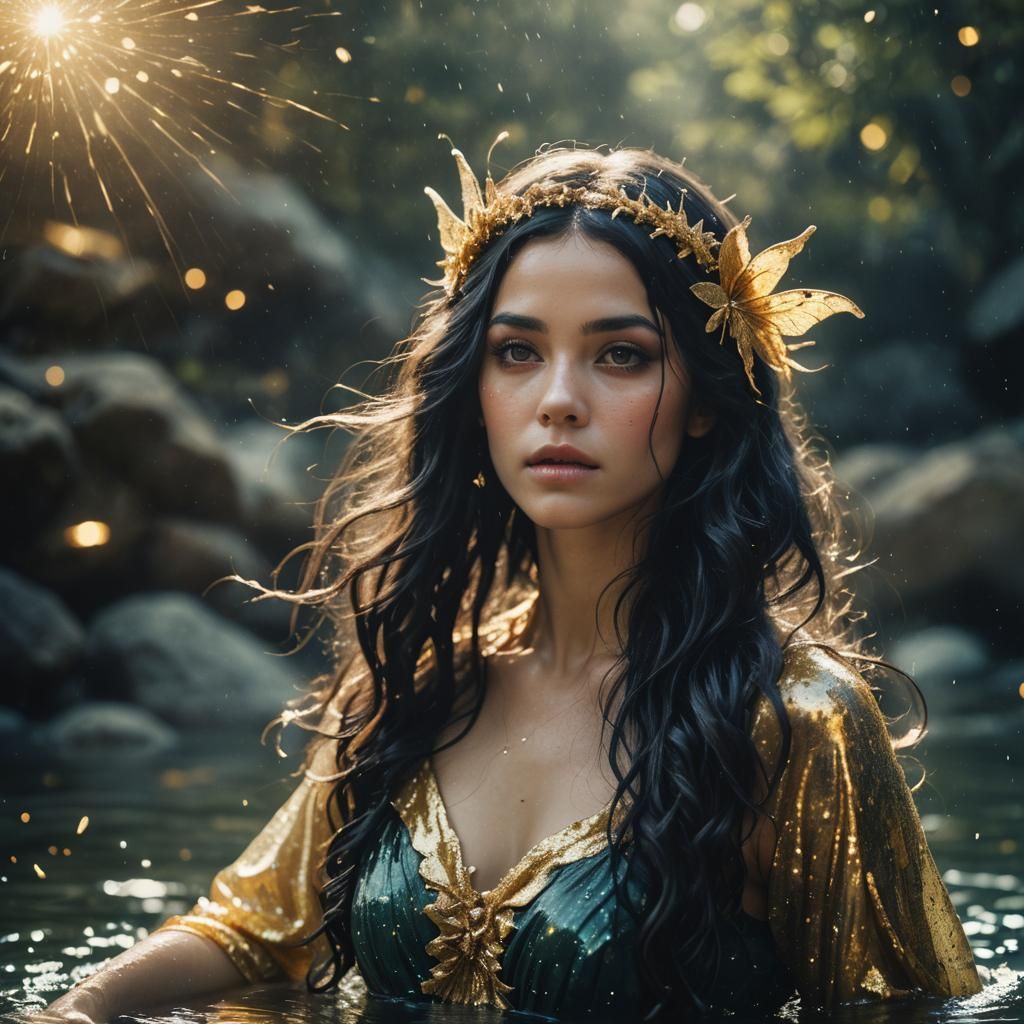 Golden Stardust Fairy in Cinematic Style