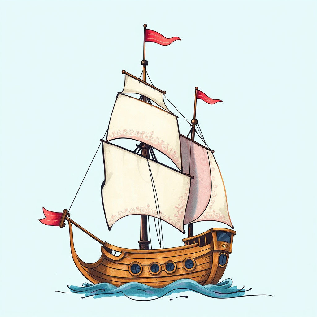 Cartoon Ship Doodles in Whimsical Style