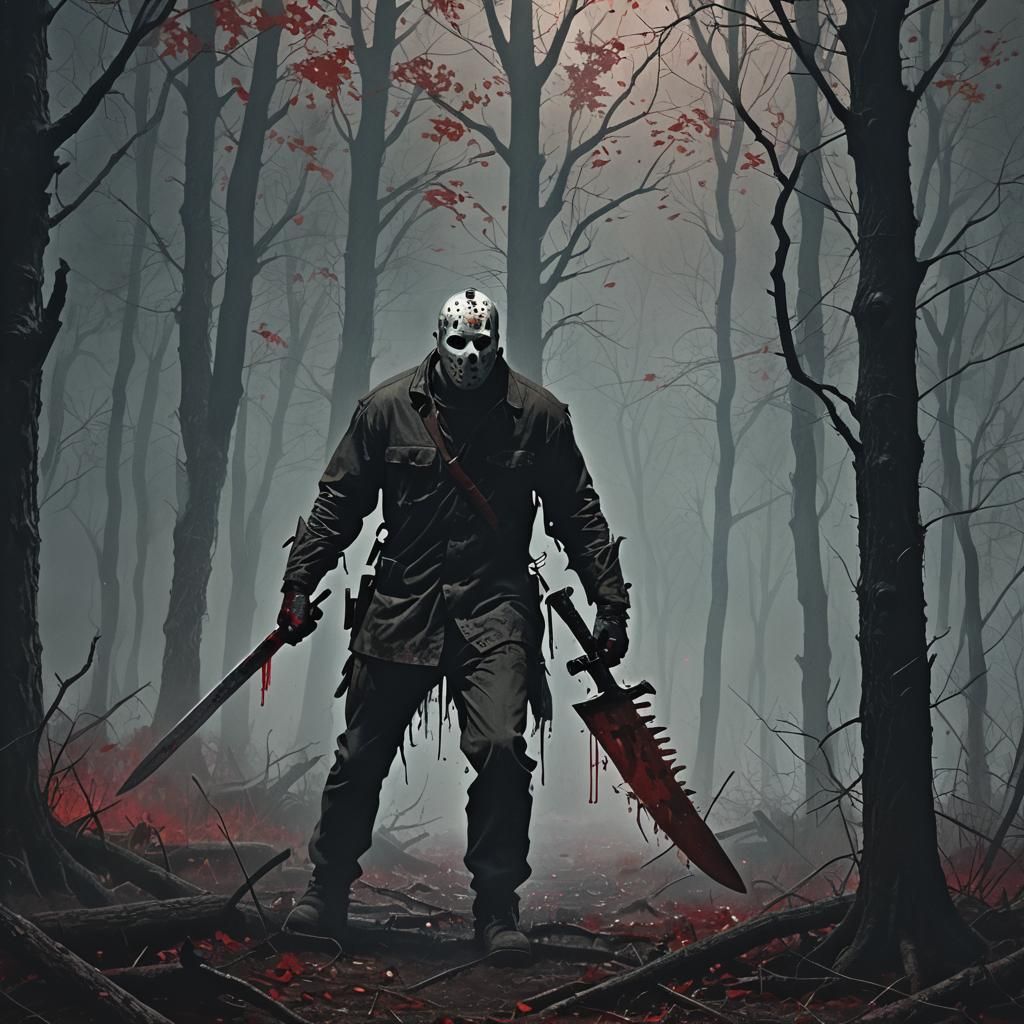 Sinister Horror: Jason Voorhees in Dark Woods