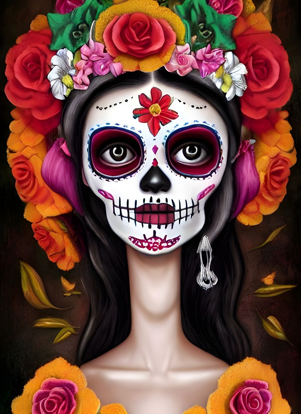 Day of the Dead Portrait in Surrealist Style